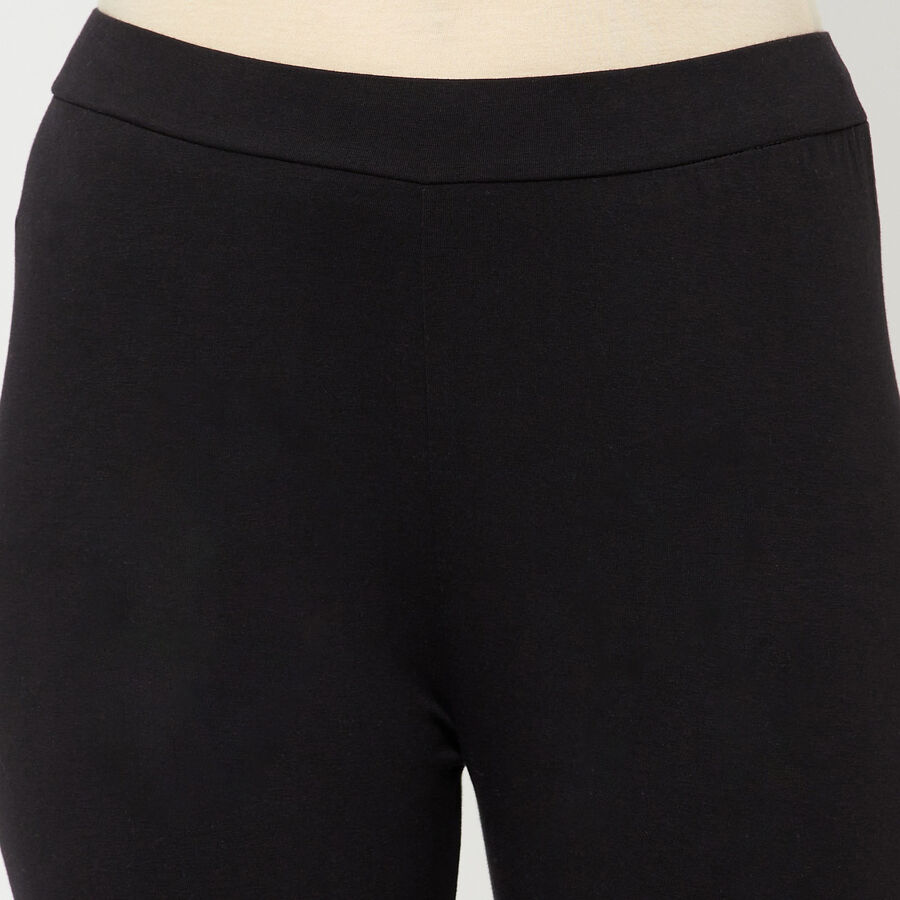 Solid Ankle Length Churidar, Black, large image number null