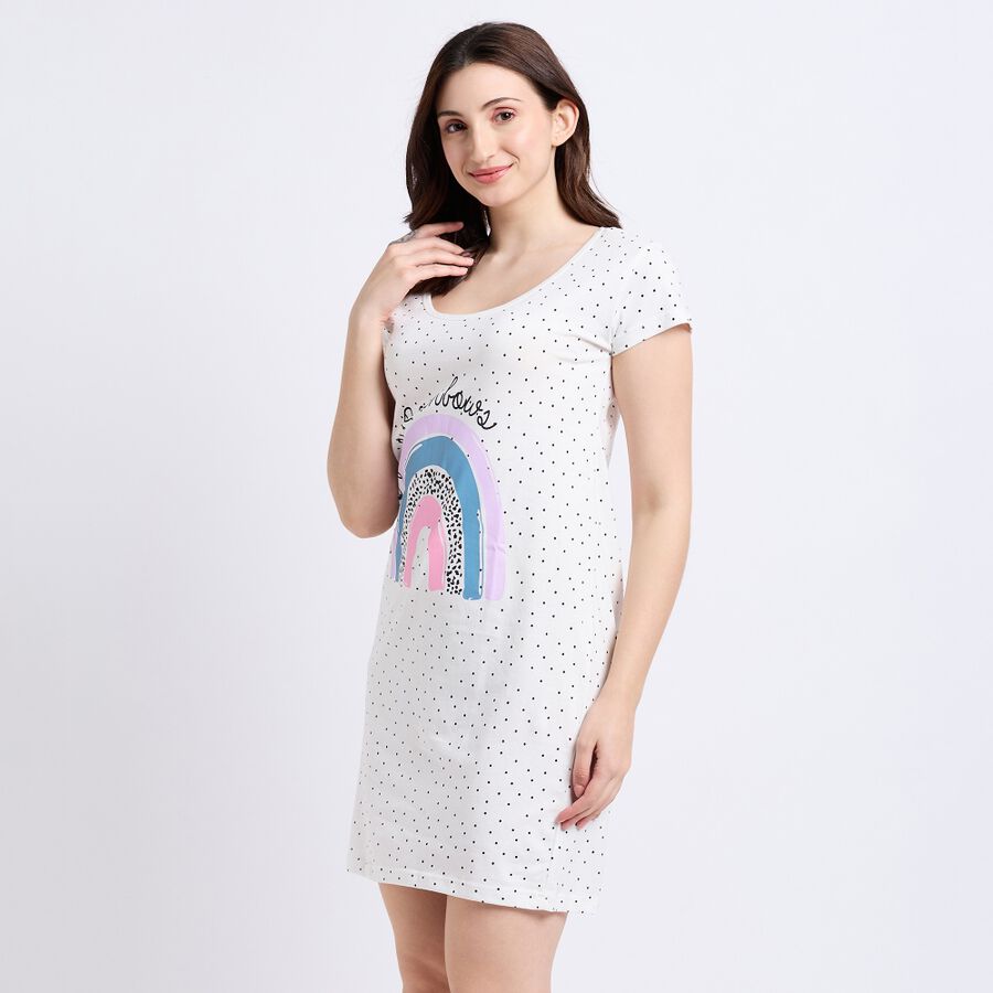 Ladies' 100% Cotton Nighty, White, large image number null