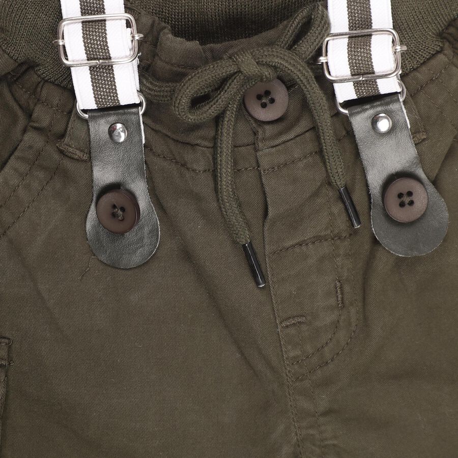 Infants' Dark Olive Green Jogger Fit Ribbed Waist Trousers, Olive, large