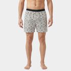 Men's White Classic Fit Printed Boxers, White, small