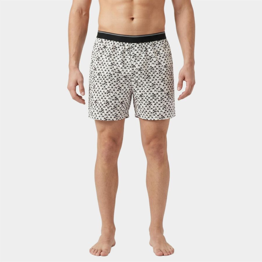 Men's White Classic Fit Printed Boxers, White, large
