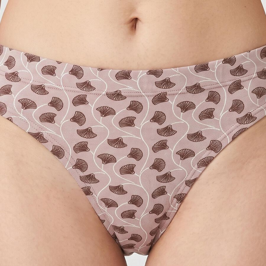 Women's Brown Mid-Rise Printed Panty, Brown, large