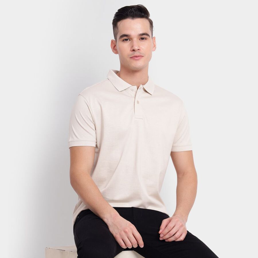 Men's 100% Cotton Collared Half Sleeves T-Shirt, गहरा पीला, large image number null