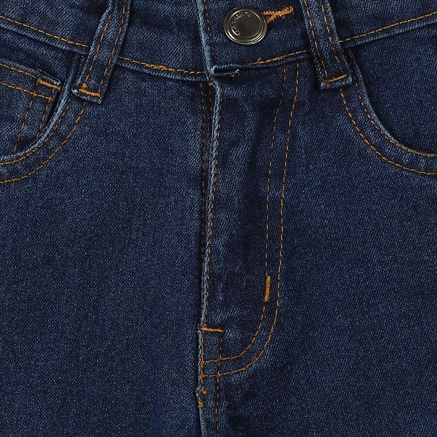 Boys' Blue Straight Fit Washed Jeans, Dark Blue, large