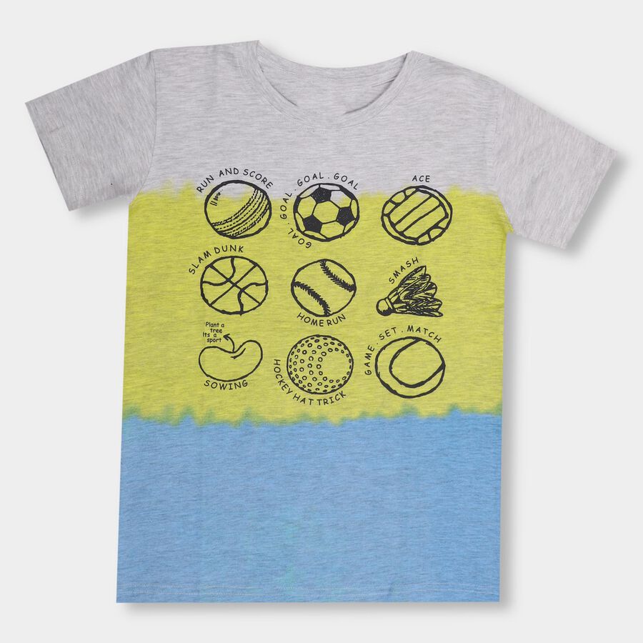 Boys' Half Sleeves T-Shirt, एक्रू मिश्रित, large image number null