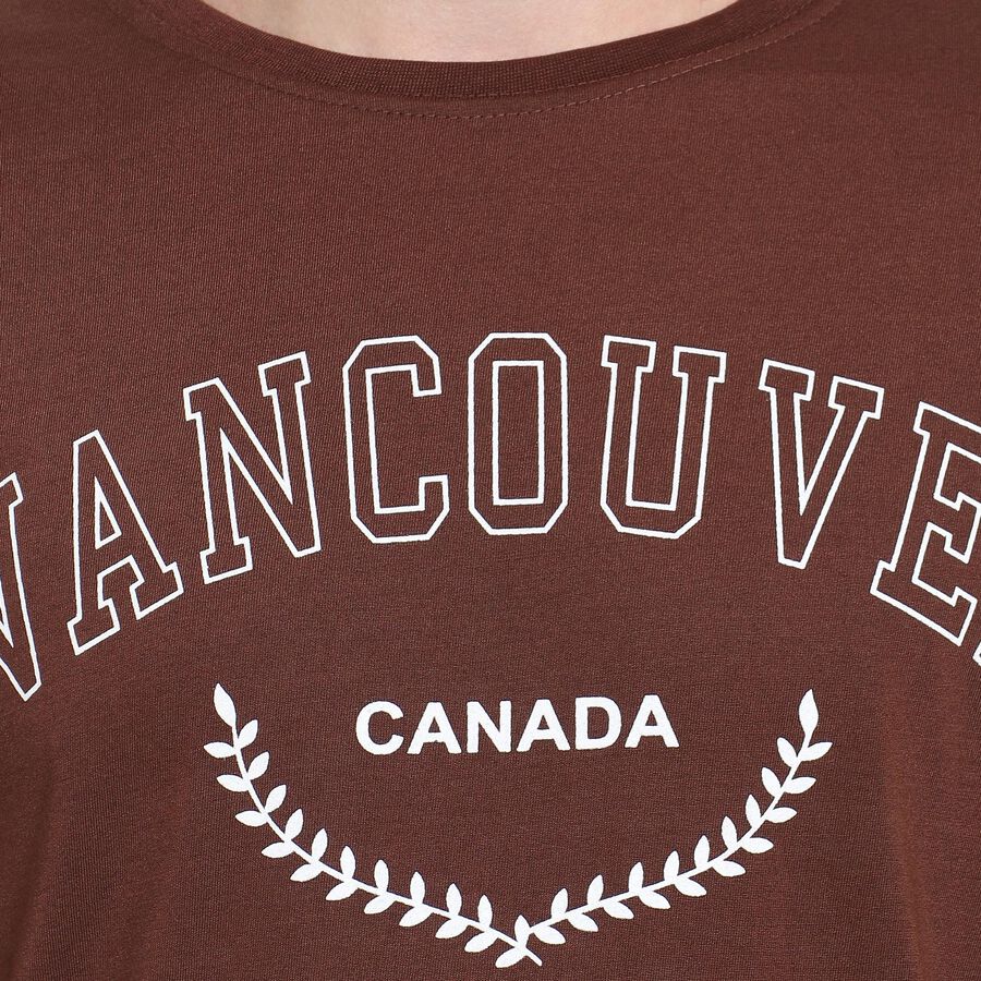 Men's Round Neck Half Sleeves T-Shirt , Brown, large image number null