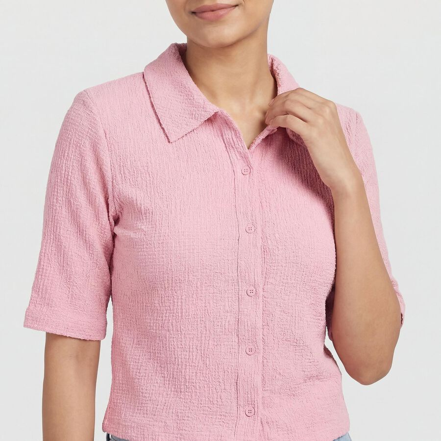 Women's Pink Classic Collar Classic Shirt, Pink, large