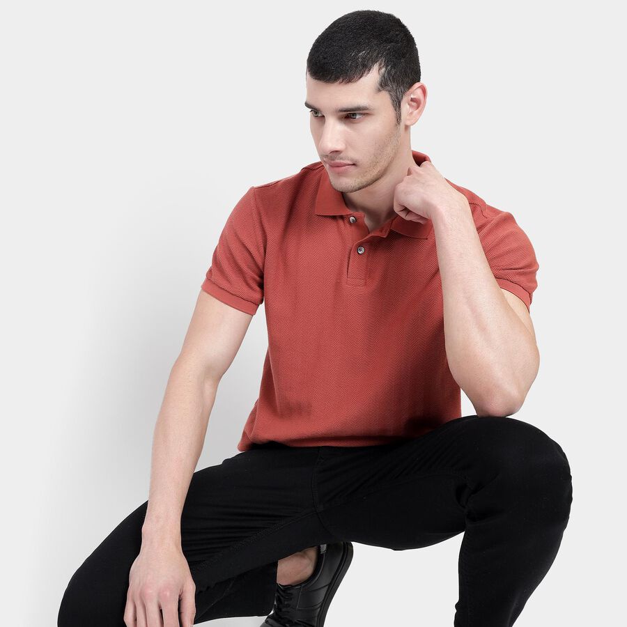 Men's Rust Polo Neck T-Shirt, Rust, large image number null