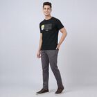 Men's Black Cotton Round Neck Casual T-Shirt, Black, small