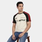 Men's Red Round Neck Casual Printed T-Shirt, लाल, small