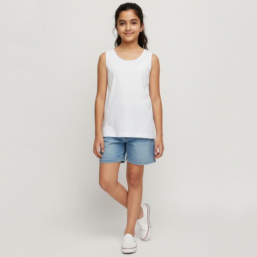 Girls' 100% Cotton Vest, सफ़ेद, large image number null