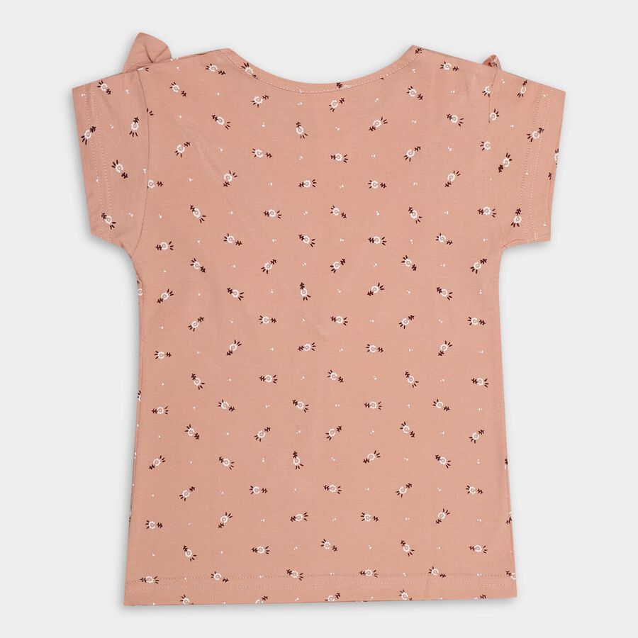 Girls' 100% Cotton T-Shirt , Peach, large