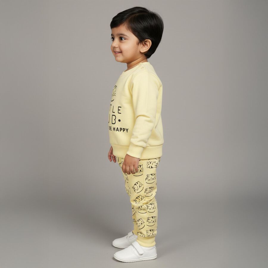 Infants Light Yellow Printed Baba Suit, Yellow, large image number null