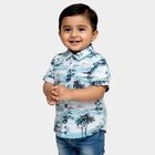 Infants Light Aqua Blue Cotton Half Sleeve Classic Casual Shirt, Light Blue, small image number null