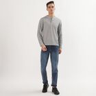 Men's Dark Grey Henley Neck Casual T-Shirt , Dark Grey, small image number null