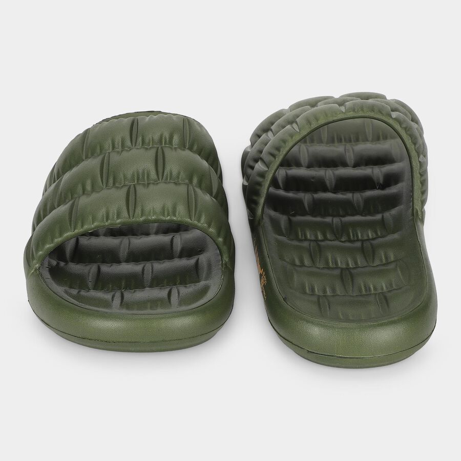 Men Olive Green Slip-On Sliders, ओलिव, large