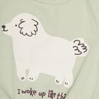 Infants Light Sage Green Crew Neck Graphic Sweatshirt, हल्का हरा, small image number null