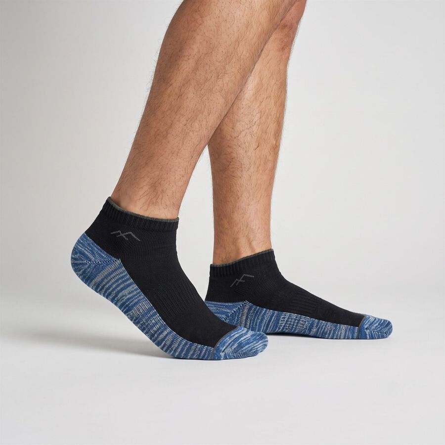 Men's Ankle Length Colorblock Pack of 3 Socks ( Black, White, Navy ), Navy Blue, large