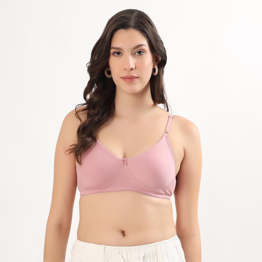 Women's Soft Pink Cotton Wire-Free Everyday Bra, Light Pink, large