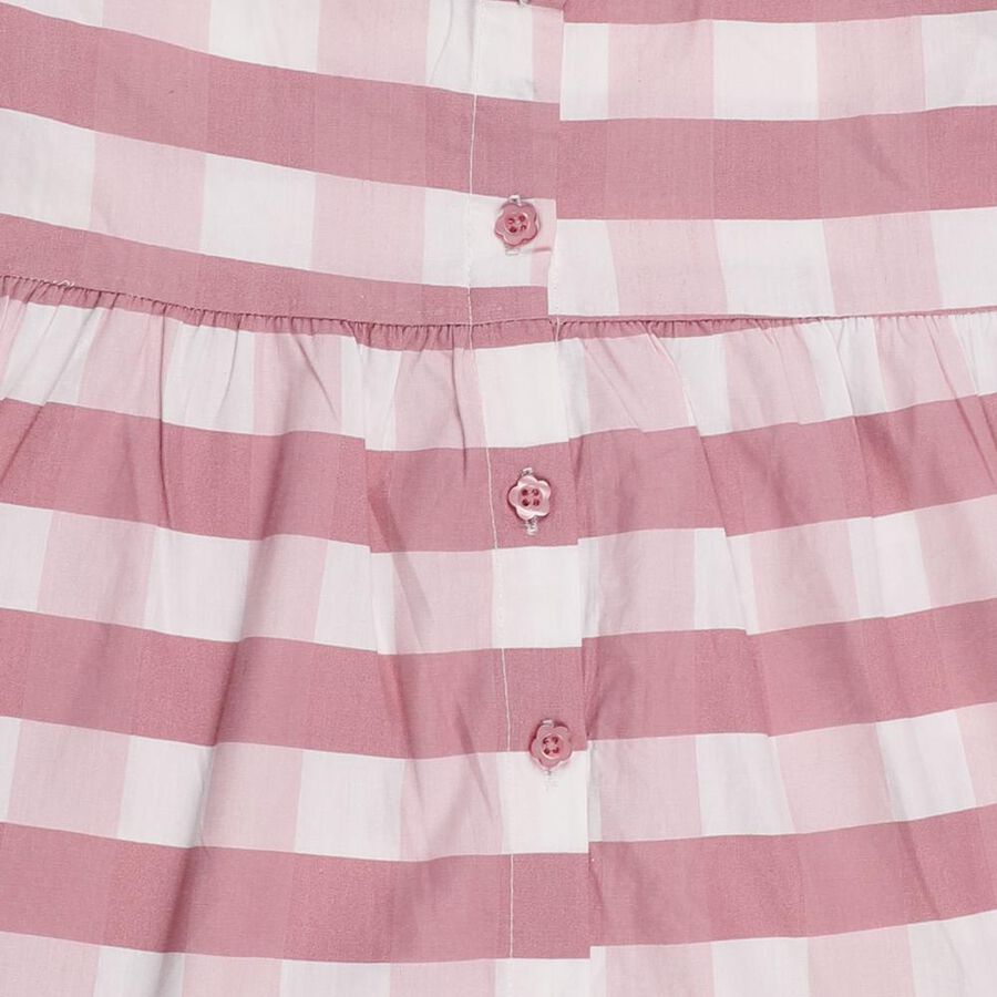 Infants' Pink and White Checkered Sleeveless Cotton Frock, हल्का गुलाबी, large image number null