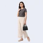 Women's Beige Regular Fit Lace Hem Palazzos, गहरा पीला, small