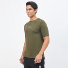 Men's Muted Olive Green Crew Neck Athleisure Drifit T-Shirt, ओलिव, small