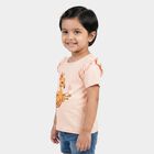 Girls Light Pink Cotton Round Neck Regular T-Shirt, Light Pink, small