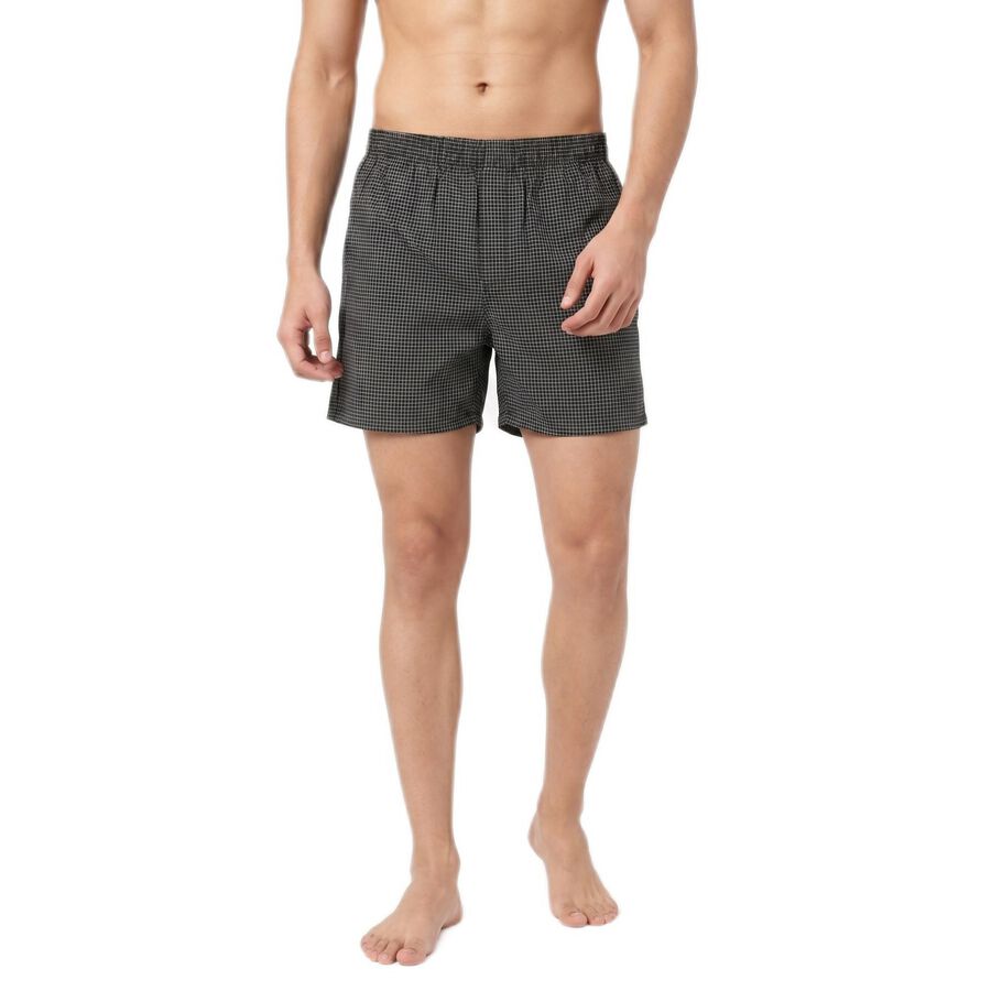 Men's Black Classic Fit Solid Boxers, काला, large