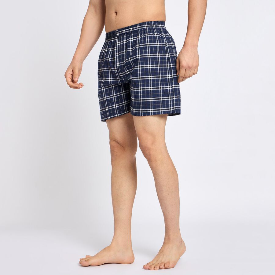 Men's 100% Cotton Boxers, Navy Blue, large image number null