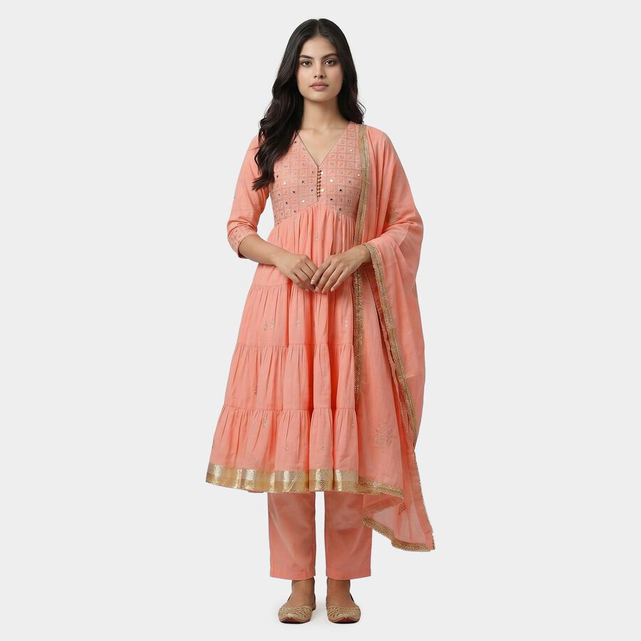 Women's Pink Cotton Kurta, गुलाबी, large