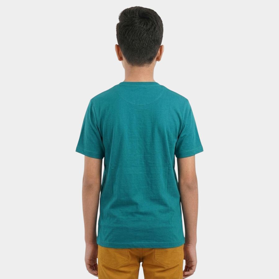 Boys' Half Sleeves T-Shirt, गहरा हरा, large