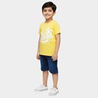 Boys Yellow 100% Cotton Round Neck Graphic Printed Baba Suit, Yellow, small