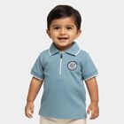 Infants Teal Cotton Polo Collar Preppy T-Shirt, Teal Blue, small