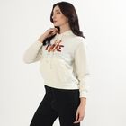 Women's Rich Eggshell White Hooded Neck Casual Sweatshirt, Off White, small image number null