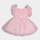 Girls' Soft Pink Round Neck Romantic Frock, गुलाबी, small image number null