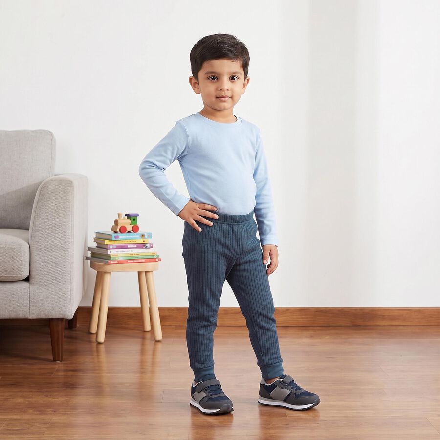 Boys Navy Blue Long Johns Thermal, Mid Blue, large
