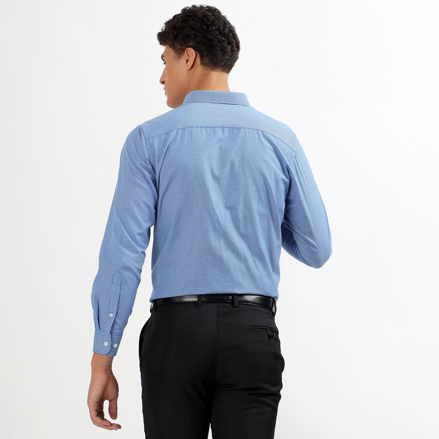 Men's Deep Steel Blue Button Down Formal Shirt, Dark Blue, large image number null