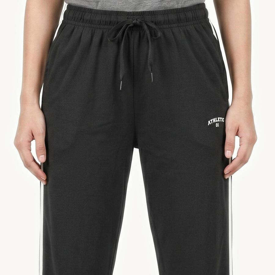 Women's Dark Grey Regular Fit Side-Striped Track Pants, Dark Grey, large