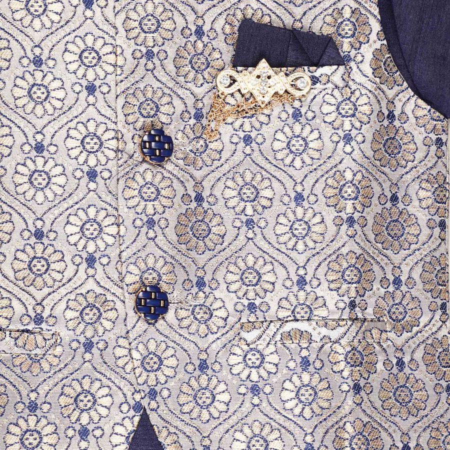 Boys Kurta Pyjama, Navy Blue, large image number null