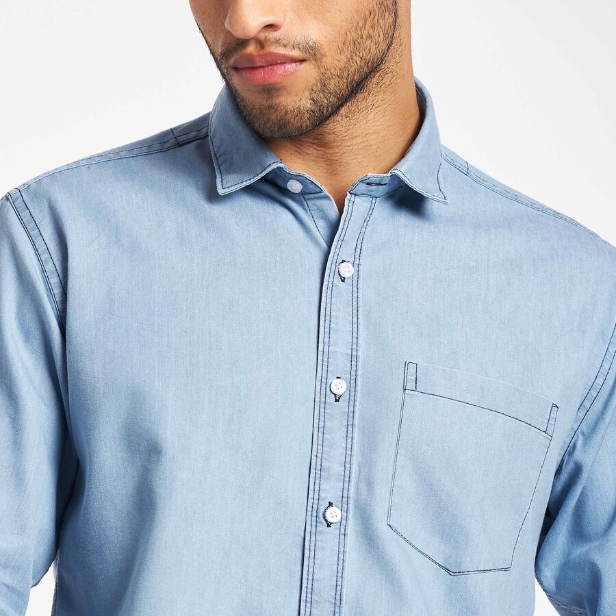 Solid Casual Shirt, Light Blue, large image number null
