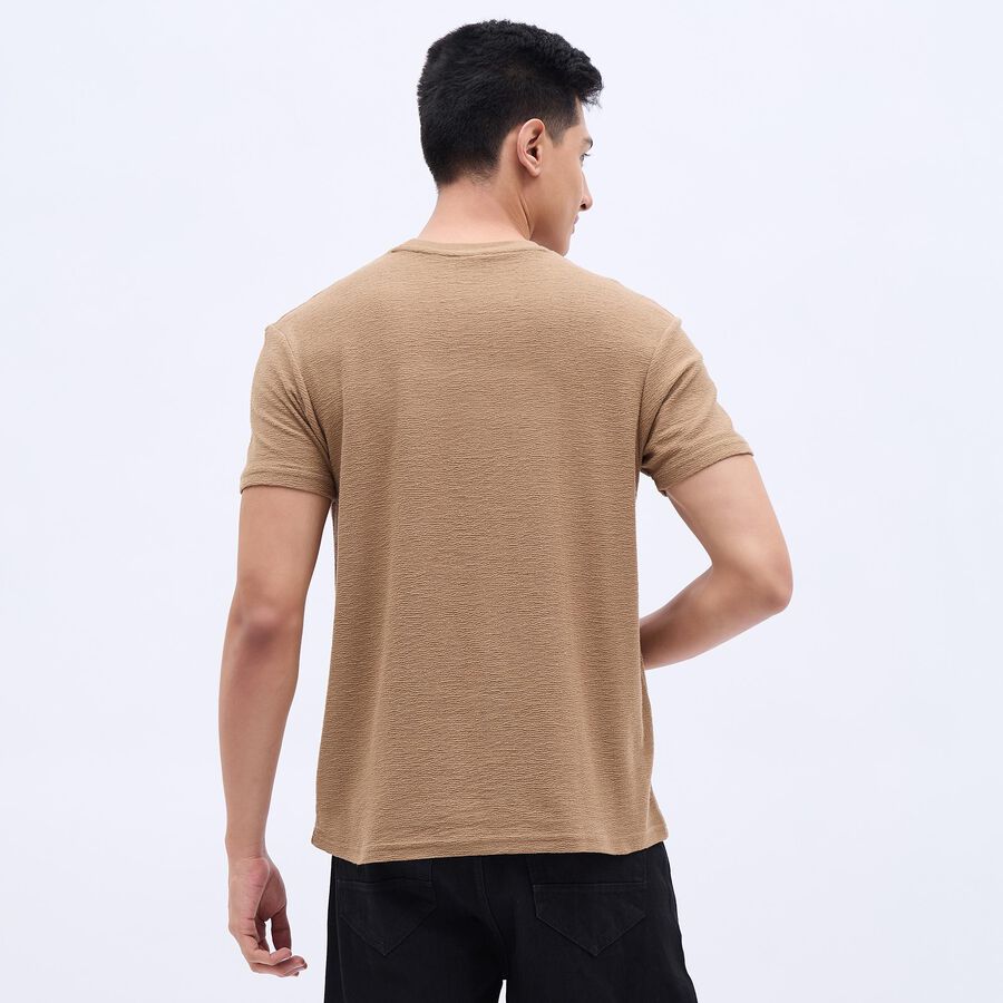 Men's Beige Round Neck T-Shirt, Beige, large image number null