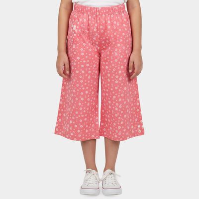 Girls Pink Wide Leg Floral Print Capri