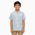 Boys Light Grey Cotton Half Sleeve Cuban Collar Casual Shirt, Light Grey, small image number null