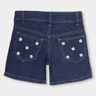 Girls' Dark Denim Buttoned Shorts, गहरा नीला, small image number null