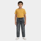 Boys Dark Grey Cargo Fit Washed Jeans, गहरा ग्रे, small