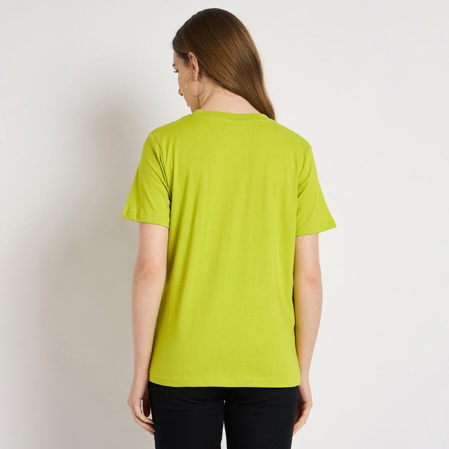 Ladies' 100% Cotton Round Neck T-Shirt , Neon Green, large image number null