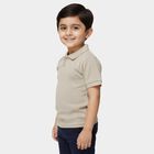 Boys Beige Polo Neck Casual T-Shirt, गहरा पीला, small