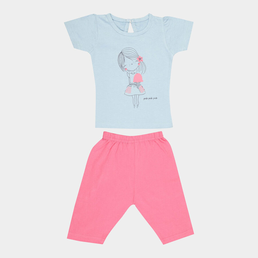Infants Cotton Capri Set, Light Blue, large image number null