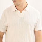 Men's Off-White Polo Neck Casual T-Shirt, Off White, small