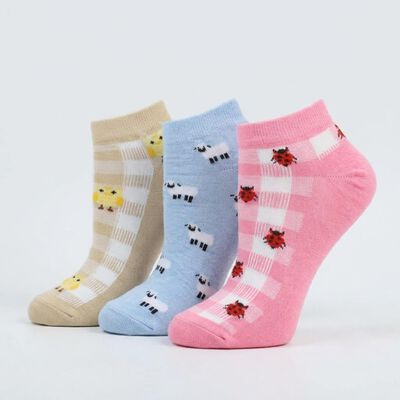 Women's Assorted Regular Fit Printed Pack of 3 Socks